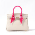 Fashion latest poly satin solid color handbag with scarf